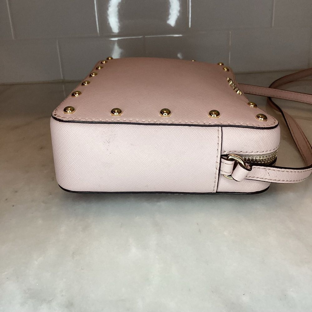 Michael Kors Bag Purse Handbag Leather Pocketbook Pink Stud Saffiano Crossbody - Picture 9 of 16